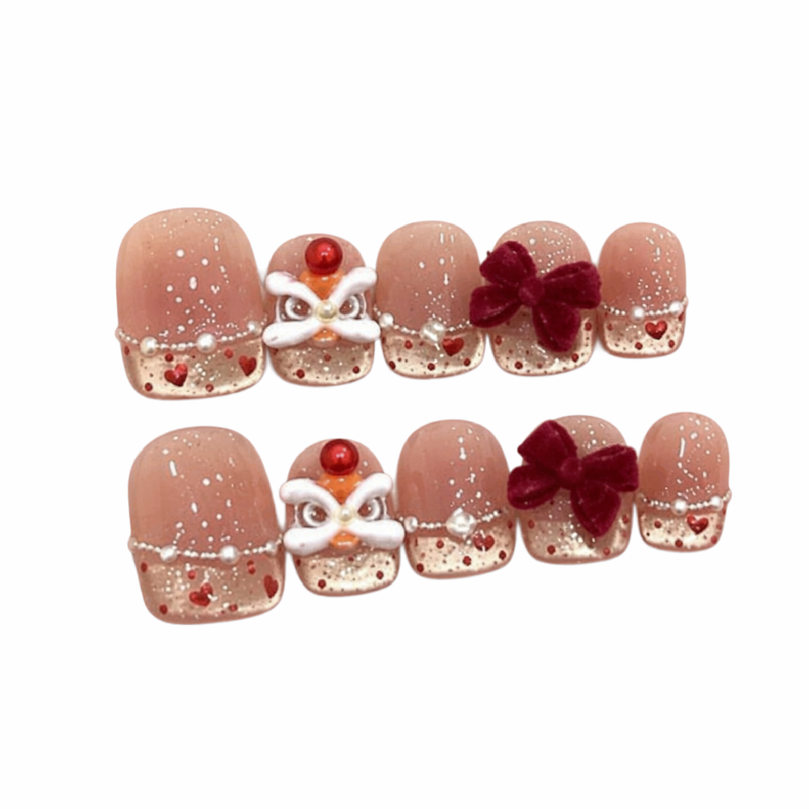 Velvet Heart design-led press-on nail set