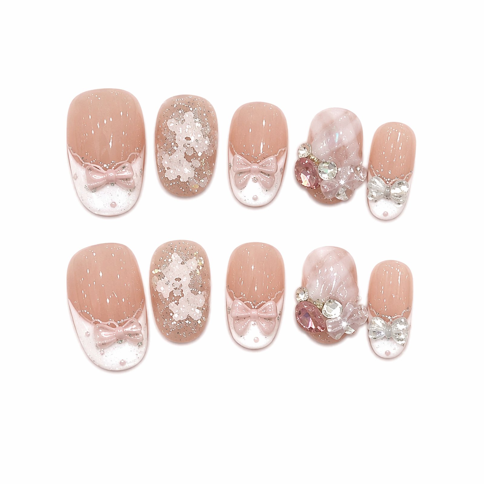 Winter Pearl design-led press-on nail set