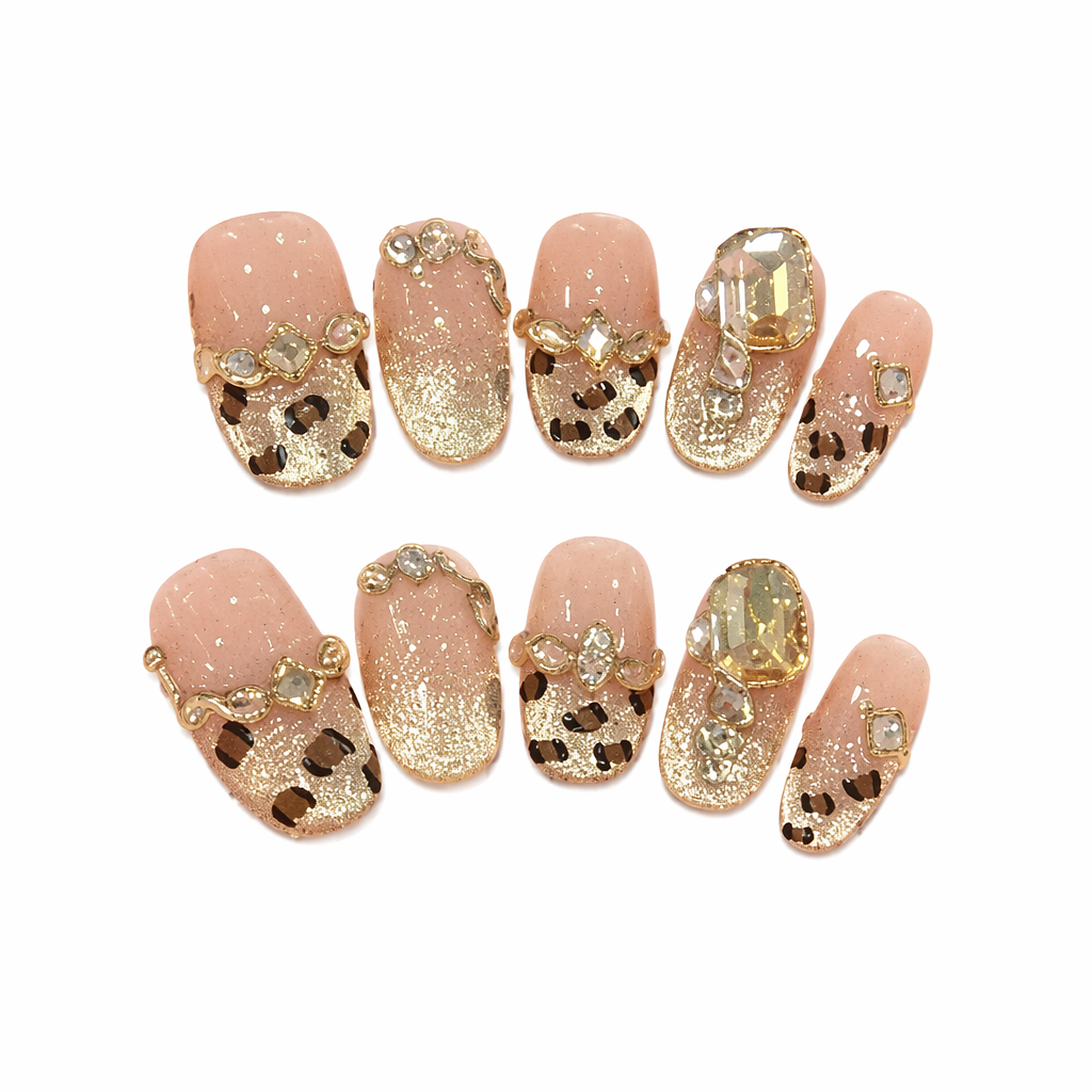 Amber Leopard design-led press-on nail set