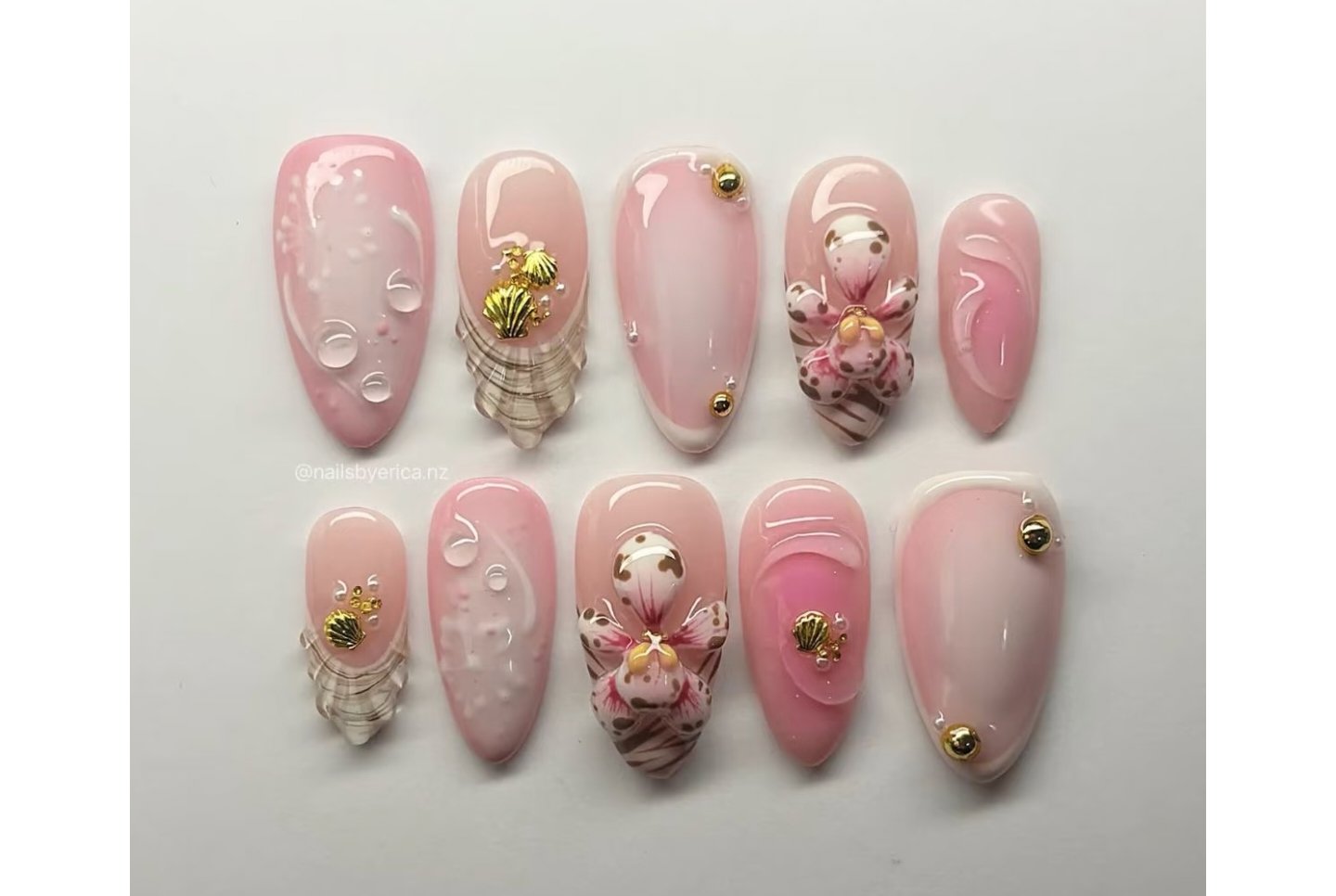 Orchid Bubble Coast volume-oriented press-on nail set