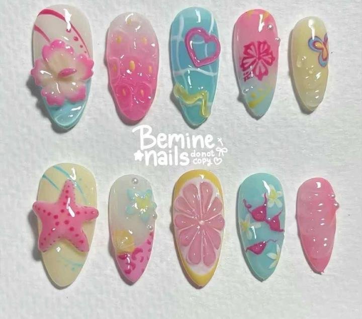 Tropical Pop Y2K volume-oriented press-on nail set