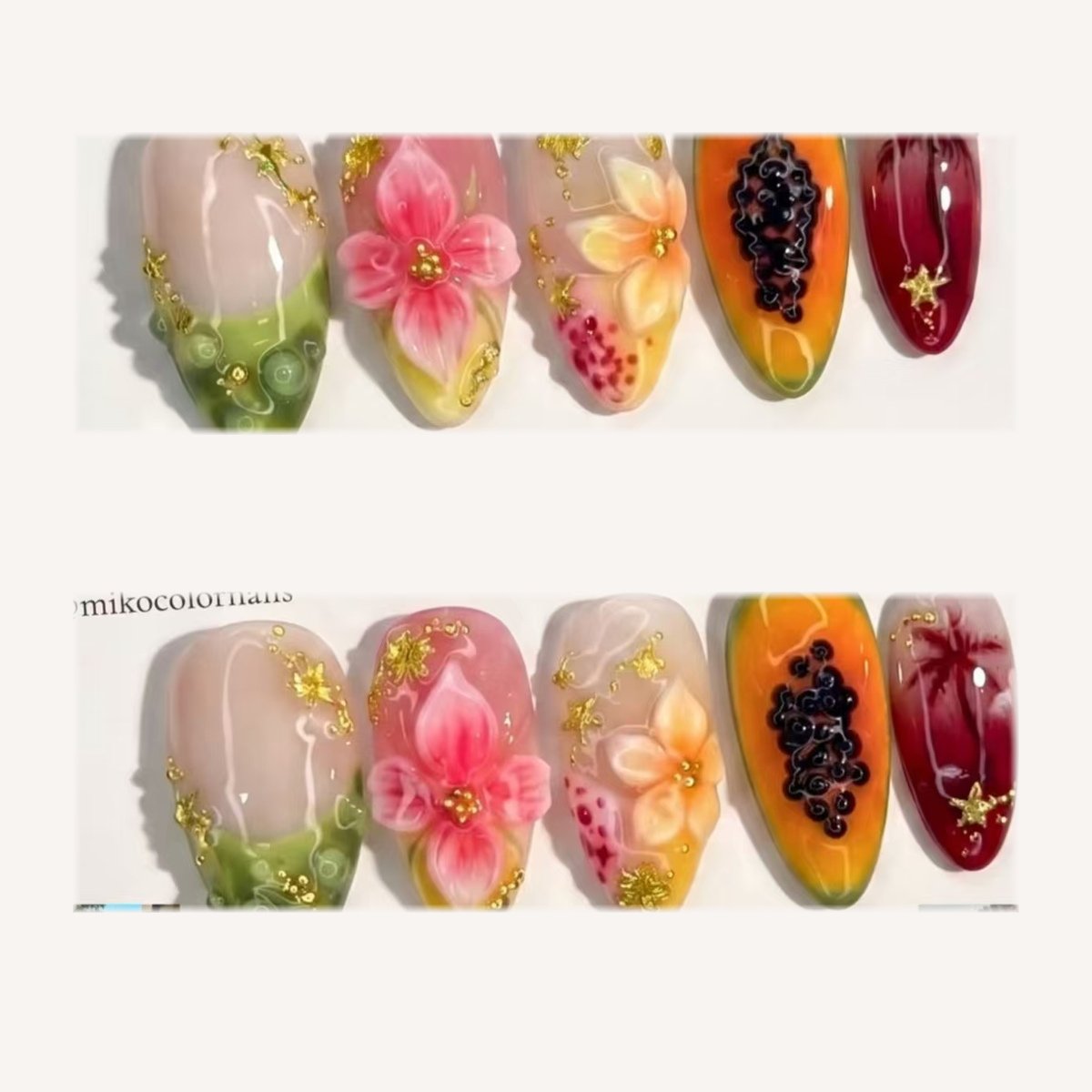 Blue Gold Coast volume-oriented press-on nail set