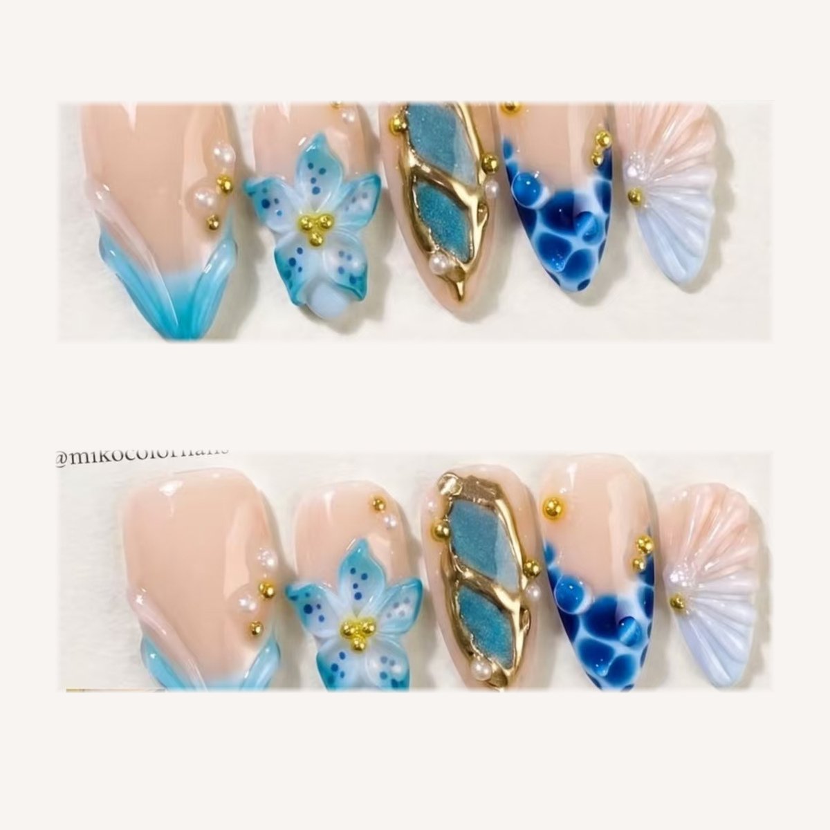 Golden Shore Grid volume-oriented press-on nail set