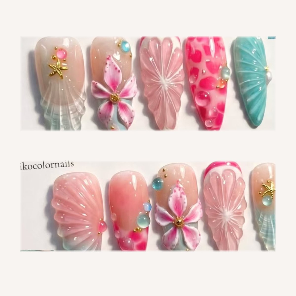 Tangerine Tropics volume-oriented press-on nail set