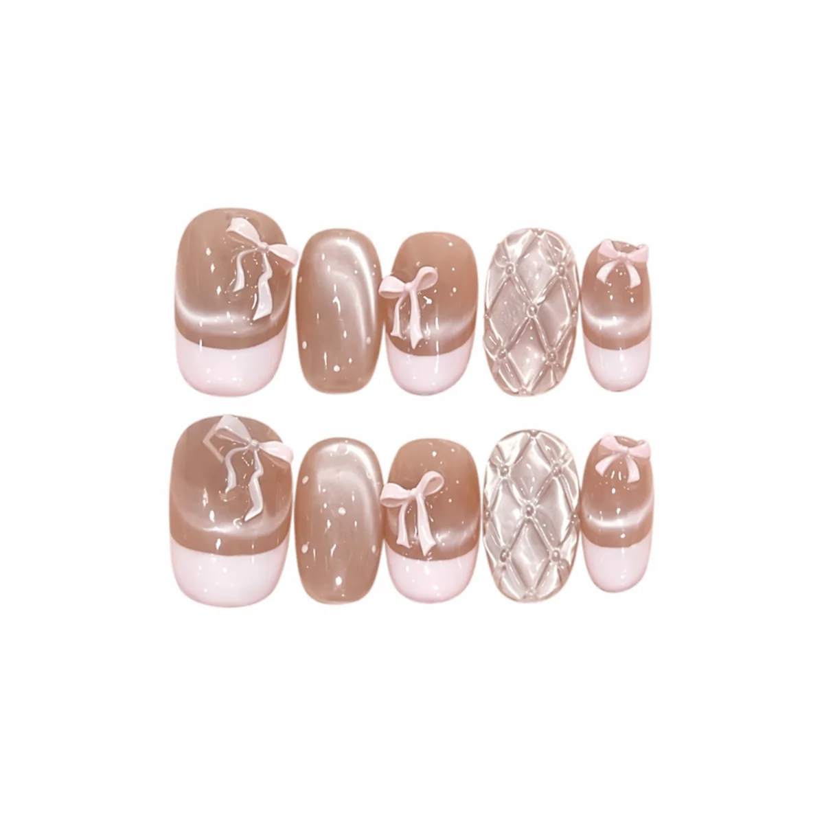Rosé Ribbon press-on nails